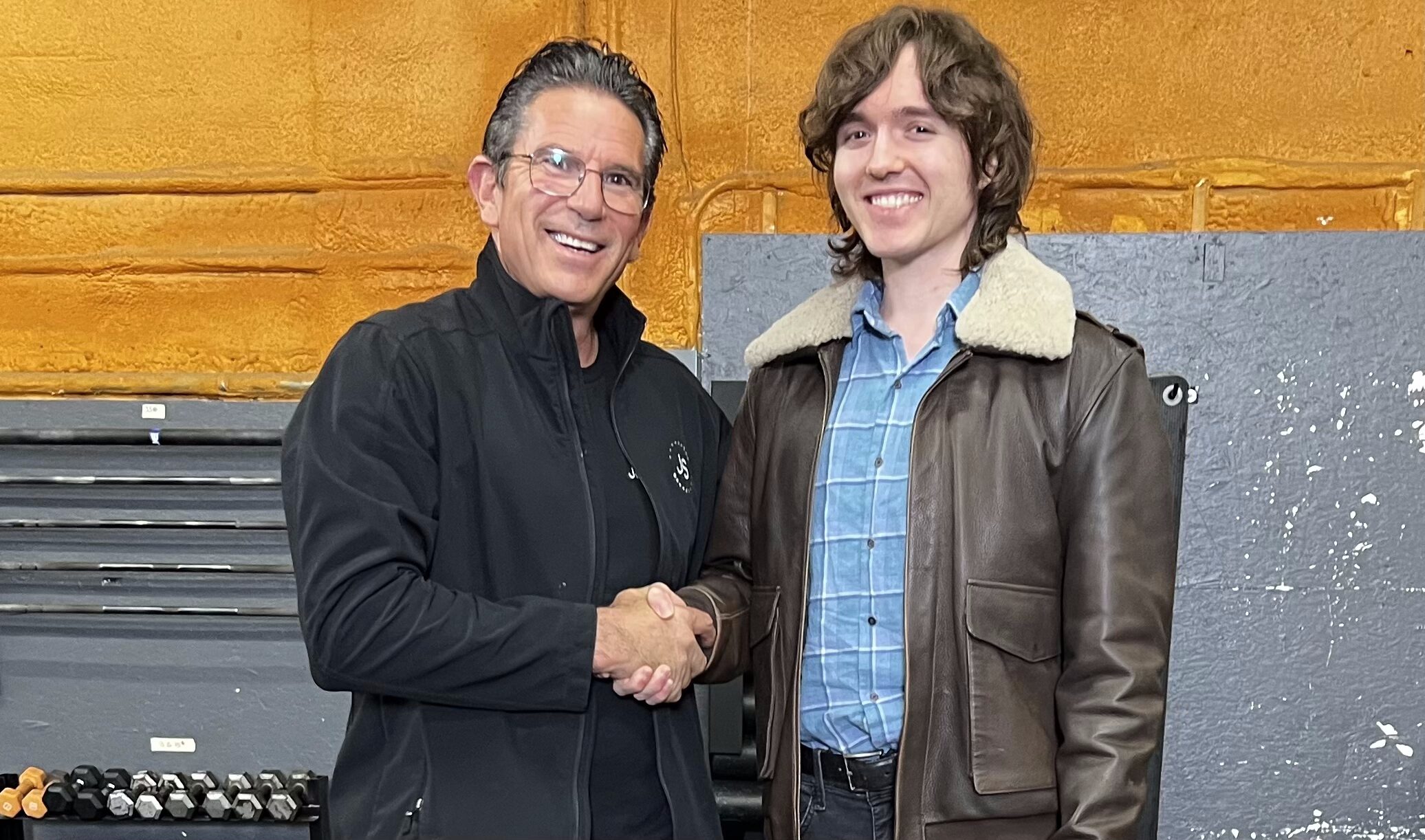 Keefe with celebrity trainer Steve Carver (during JumpSport video shoot)